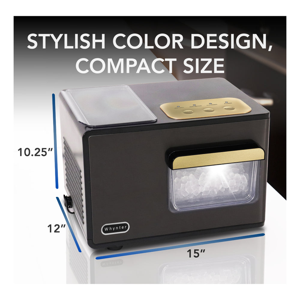 Whynter IBX388BG SonicSnö 15 inch Freestanding Countertop Nugget Ice Maker 40lbs/24hrs with Removable Ice Drawer, Chewable Pebble/Sonic Type Ice in Black