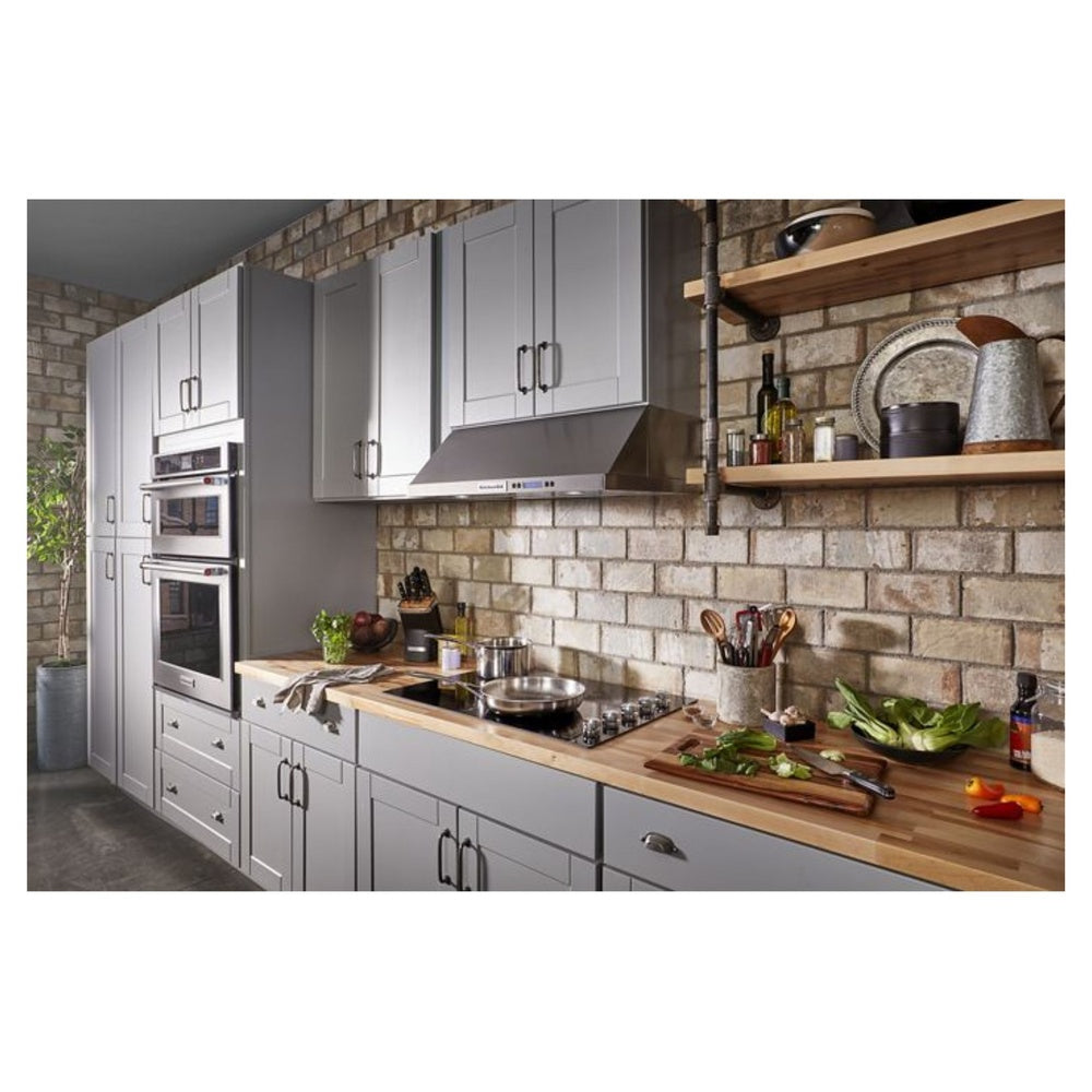 kitchenaid-KCES950KBL-modern Kitchen workspace with electric cooktop