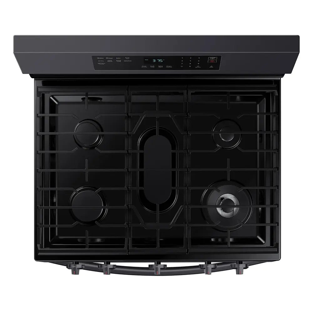 Samsung NX60A6511S 30 inch Smart Freestanding Gas Range with 5 Burners, 6 cu. ft. Oven Capacity, Convection, Removable Non-Stick Griddle, Storage Drawer and Air Fry