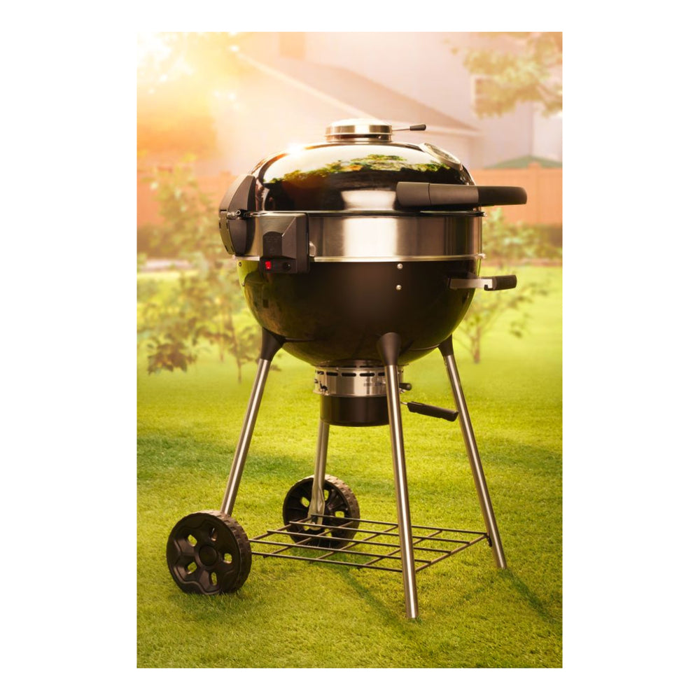Napoleon PRO22KLEG3 Professional 23 inch Charcoal Kettle with 365 sq.in Cooking Area, Vortex Heat Management, Hinged Cooking Grids, Accu-Probe™ Temperature Gauge in Black