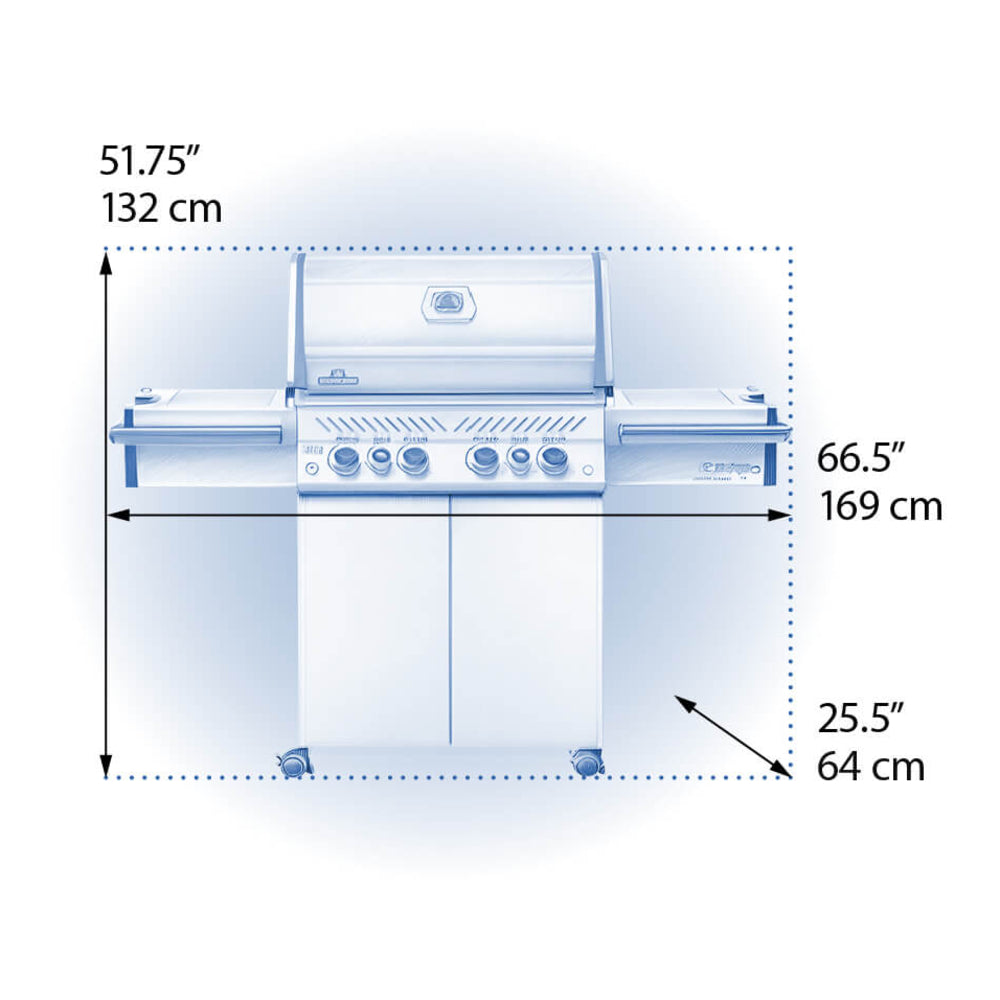 Napoleon PRO500RSIBNSS3 Prestige PRO™ 500 RSIB 67 inch Freestanding Grill 900 sq.in Cooking Area, 80000 Total BTU, Patented Wave™ Cooking Grids, Proximity Lighting, Safetyglow™ Knobs, in Stainless Steel