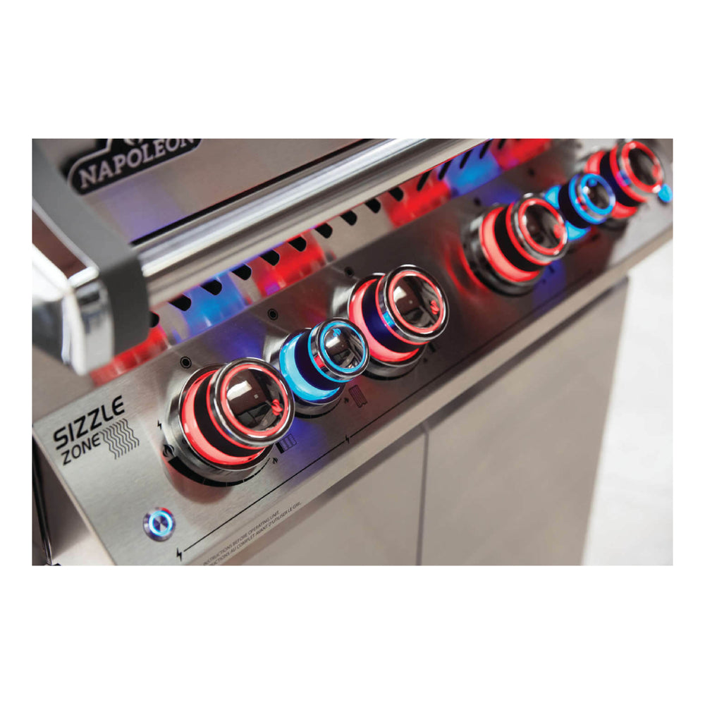 Napoleon PRO500RSIBNSS3 Prestige PRO™ 500 RSIB 67 inch Freestanding Grill 900 sq.in Cooking Area, 80000 Total BTU, Patented Wave™ Cooking Grids, Proximity Lighting, Safetyglow™ Knobs, in Stainless Steel