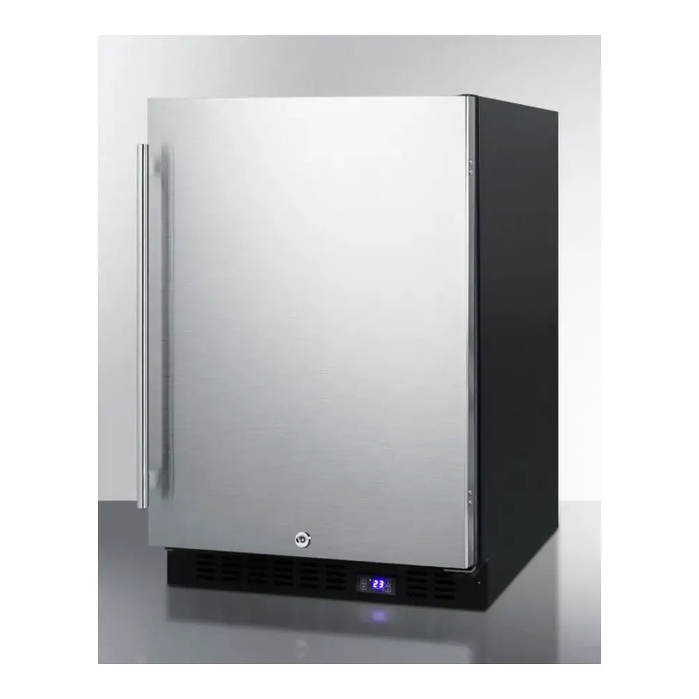Summit SPFF51OS 24 inch Outdoor Freezer with 4.6 cu. ft. Capacity, Lock, Reversible Door, Sabbath Mode, in Stainless Steel