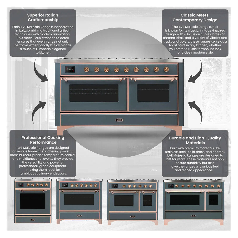 ILVE UM30D Majestic II 30 inch Dual Fuel Range with 5 Burners