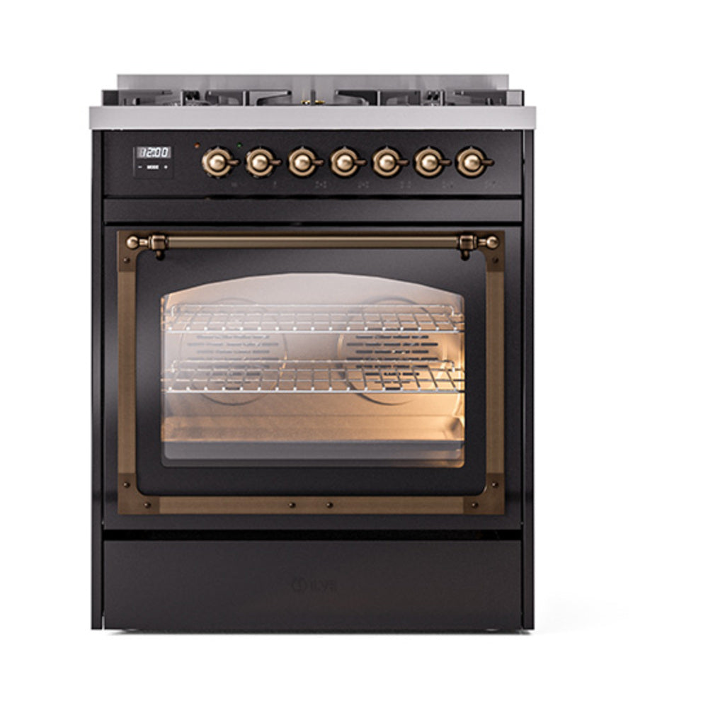 ILVE_UN30NMPBKB_Nostalgie_II_30"_Dual_Fuel_Range_front_view