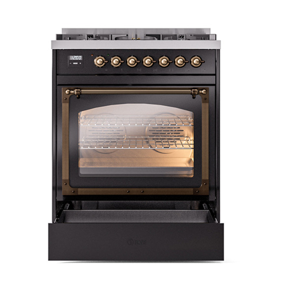 ILVE_UN30NMPBKB_Nostalgie_II_30"_Dual_Fuel_Range_drawer_opened