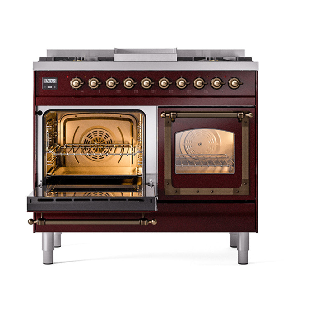 ILVE_UND40FNMPBUBLP_Nostalgie_II_40"_Dual_Fuel_Range_main_oven_door_opened