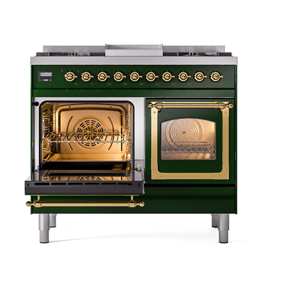 ILVE_UND40FNMPEGGLP_Nostalgie_II_40"_Dual_Fuel_Range_main_oven_door_opened