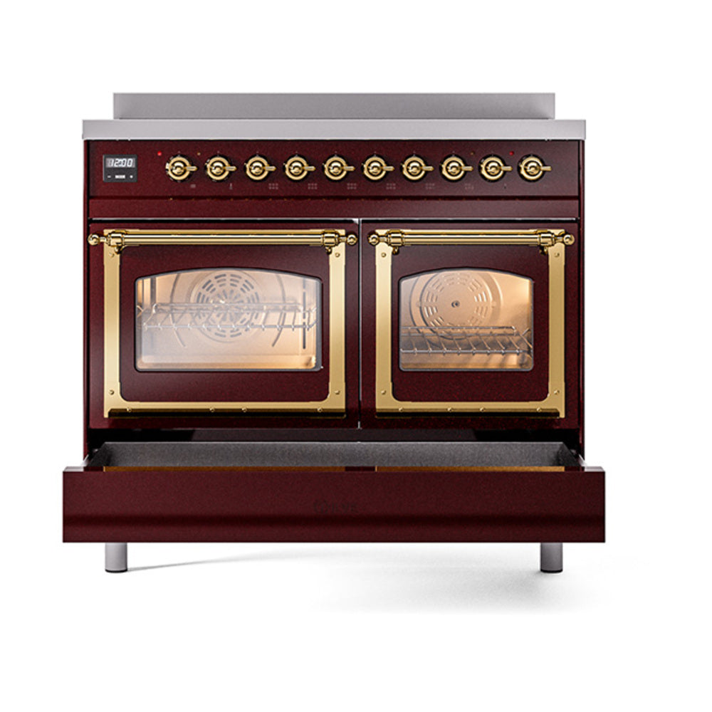 ILVE_UNDI406NMPBUG_Nostalgie_II_60"_Dual_Fuel_Range_drawer_opened