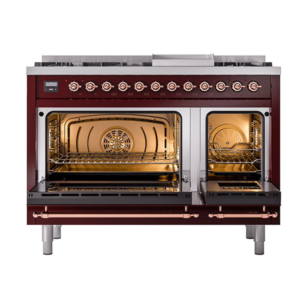 ILVE_UP48FNMPBUP_Nostalgie_II_48"_Dual_Fuel_Range_oven_door_opened