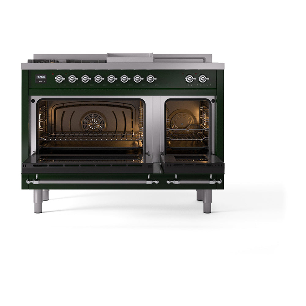 ILVE_UP48FSNMPEGC_Nostalgie_II_48"_Dual_Fuel_Range_oven_door_opened