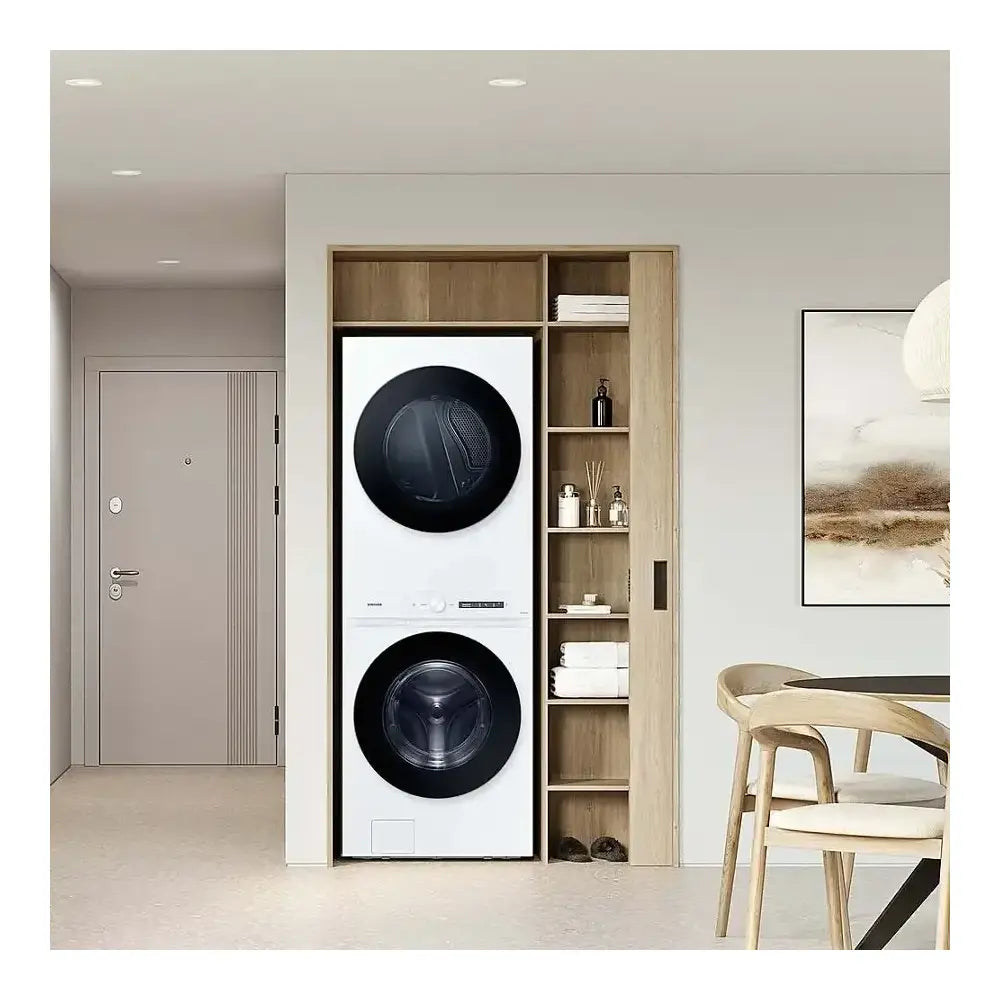 Samsung WH46DBH100EW 27 inch Smart Bespoke AI Laundry Hub with 4.6 cu. ft. Washer Capacity, 7.6 cu. ft. Electric Dryer Capacity, Steam Wash and Sensor Dry in White