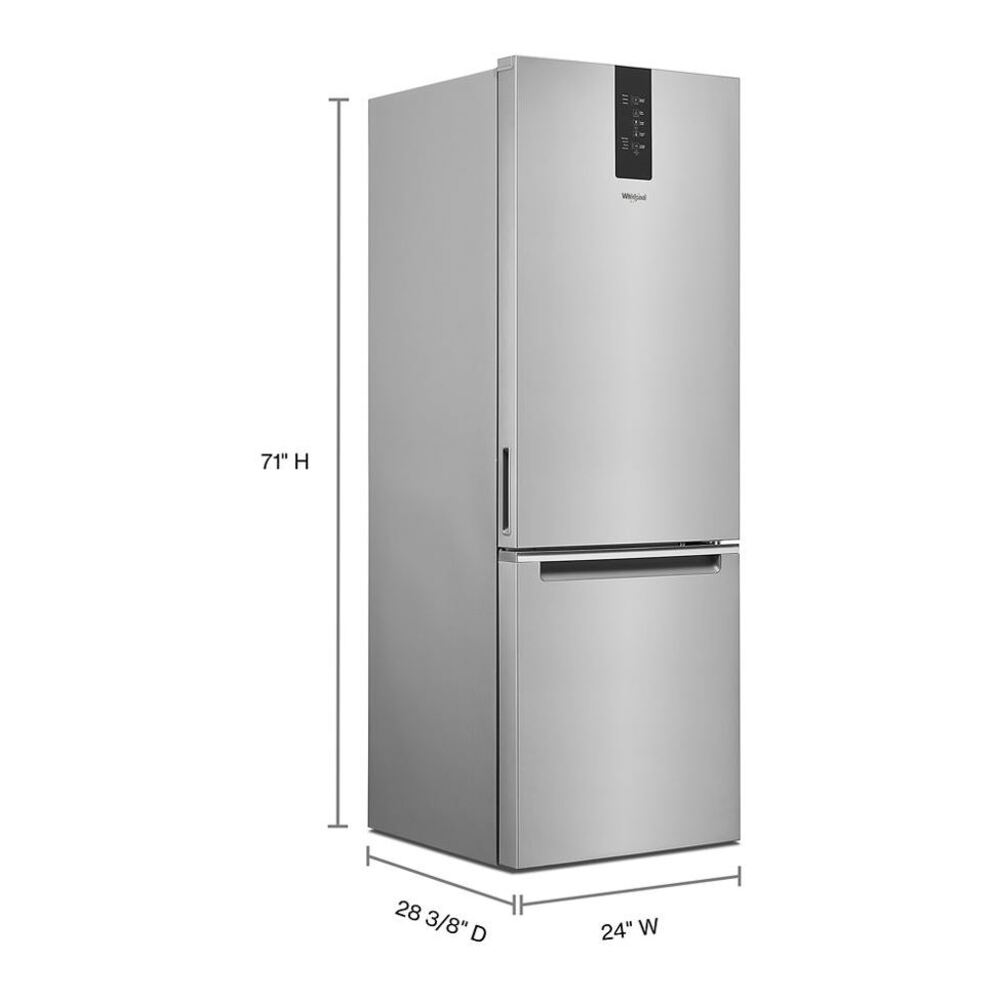 Whirlpool WRB543CMJ 24 inch Bottom Freezer Refrigerator with 12.7 cu. ft. Capacity, Adjustable Hide-Away Shelf
