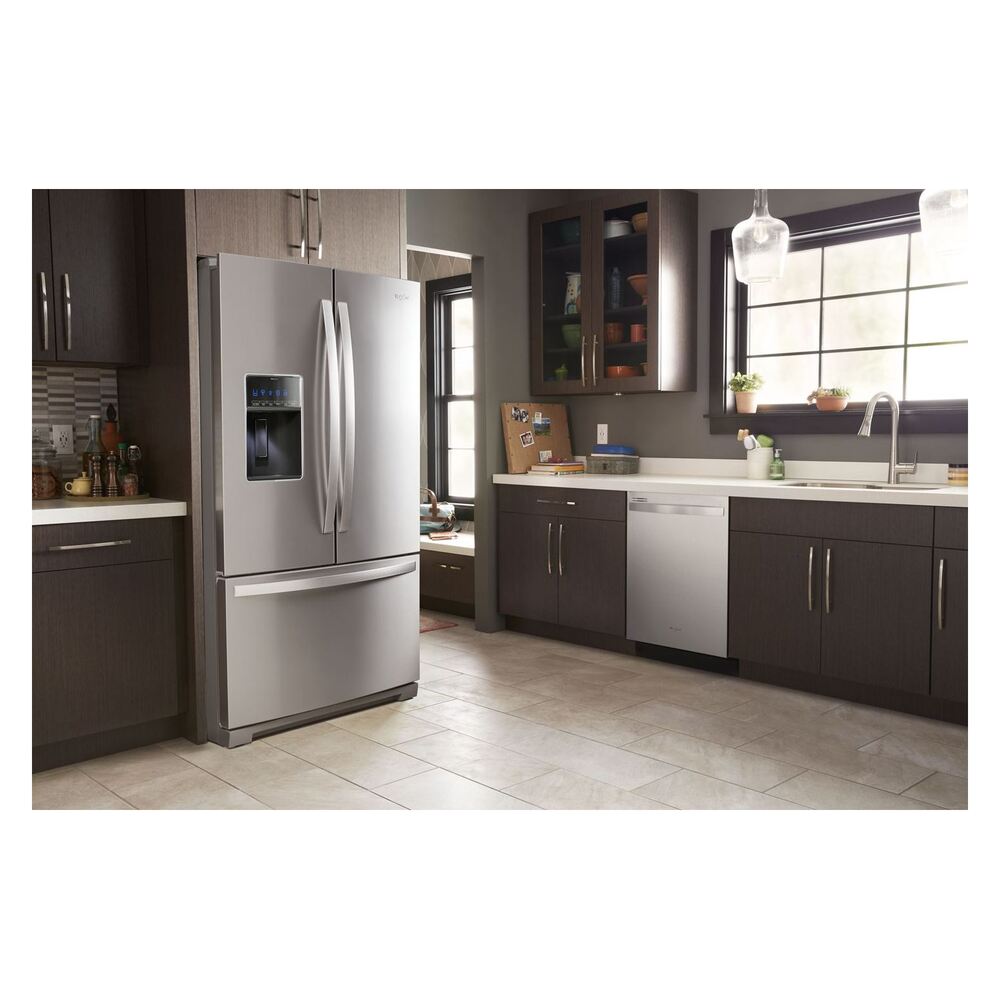 Whirlpool WRF757SDH 36 inch Freestanding French Door Refrigerator 26.8 cu. ft. Capacity, Adjustable Gallon Door Bins, Spillproof Glass Shelves, in Fingerprint Resistant Stainless Steel