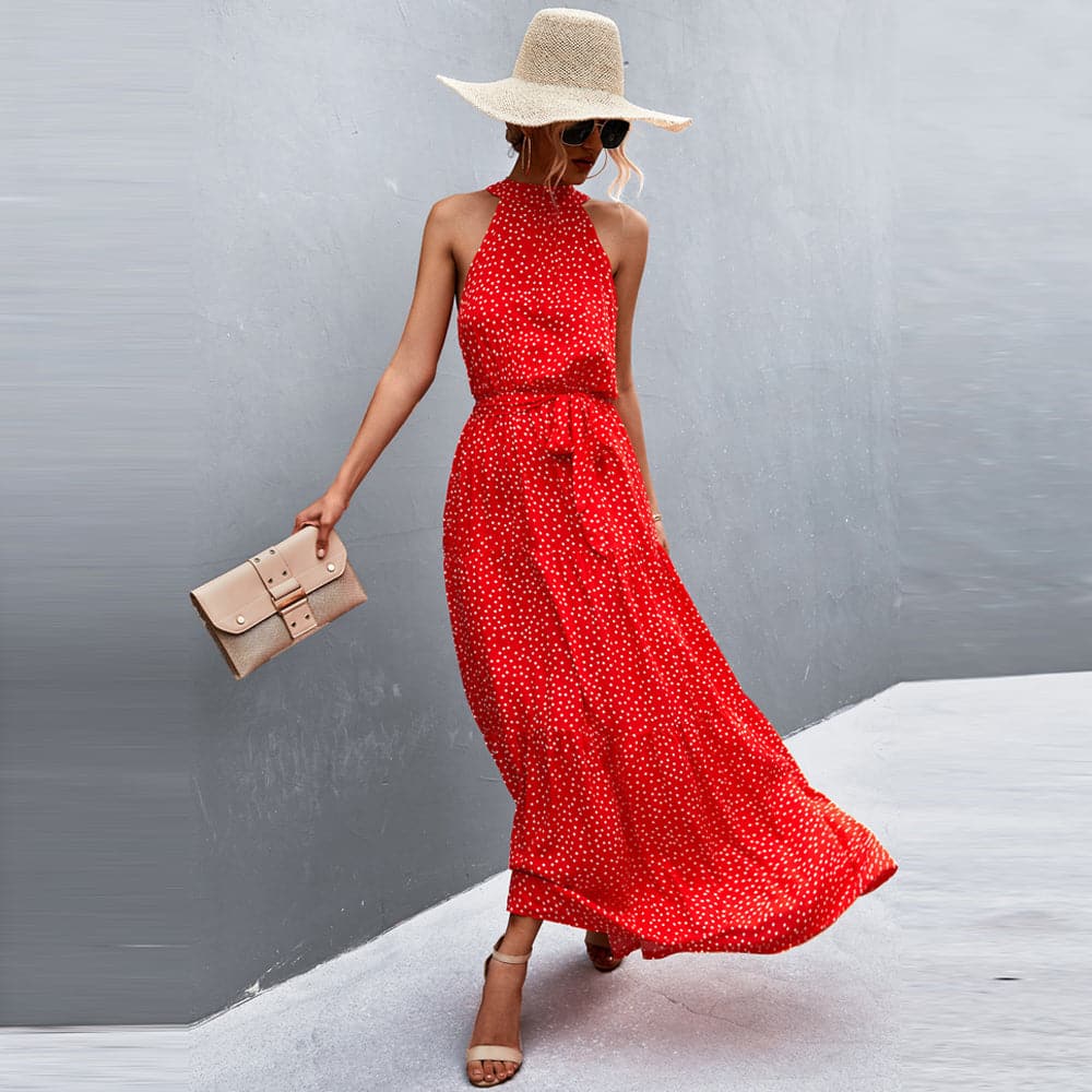 Catriona - Elegant sleeveless summer dress with dots - Image 2