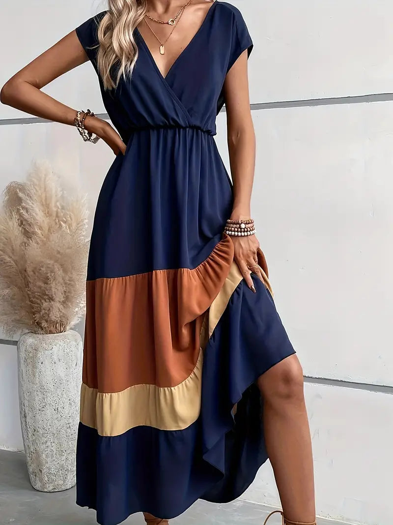 Celia - color block pleated dress