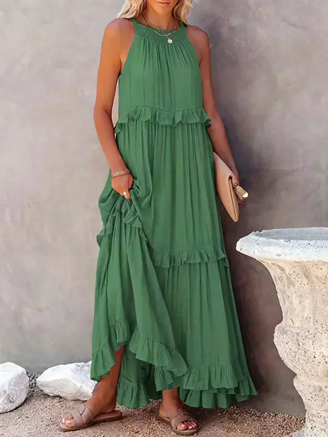 Helly - Halter neck dress with ruffles and pockets - Image 20