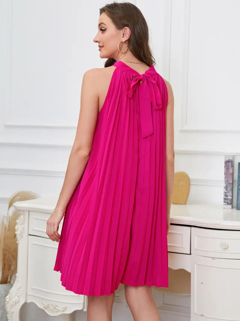 Cayla - Sleeveless dress with halter neck and pleats - Image 4