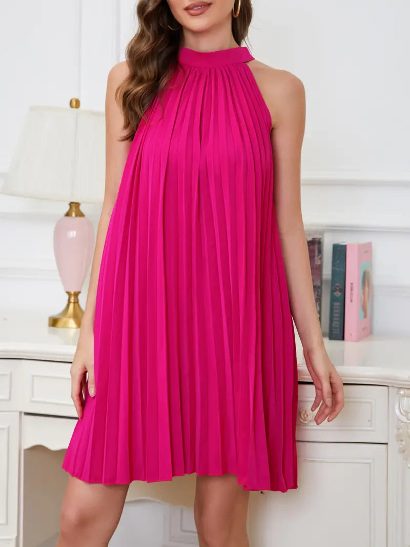 Cayla - Sleeveless dress with halter neck and pleats - Image 5
