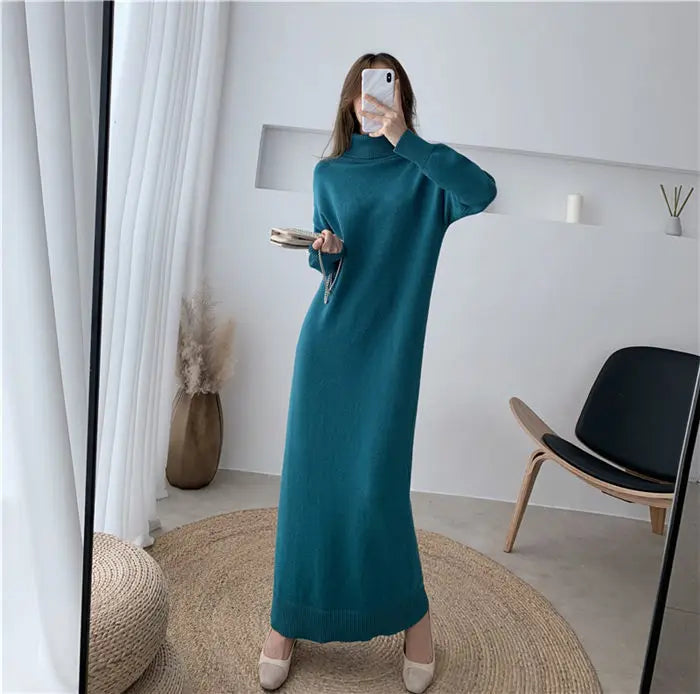 Extra Long High-Neck Sweater Dress for Women - Image 27