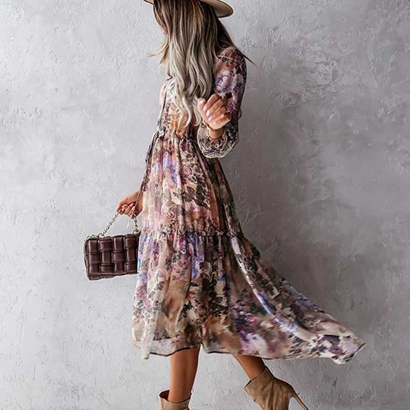 Brynn - blouse dress with autumn print - Image 3