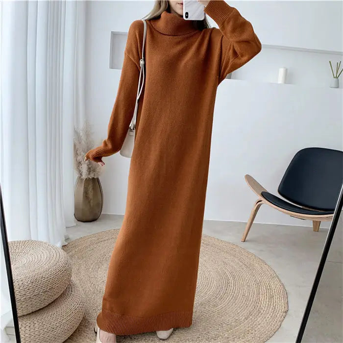 Extra Long High-Neck Sweater Dress for Women - Image 21