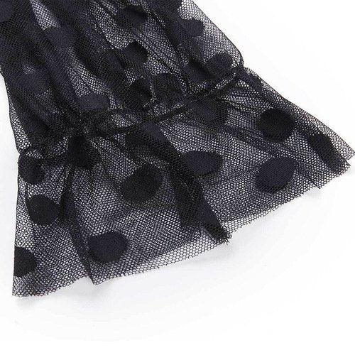 Plus Size Lace Mesh Long Sleeve A-Line Polka Dot Maxi Dress - Image 6