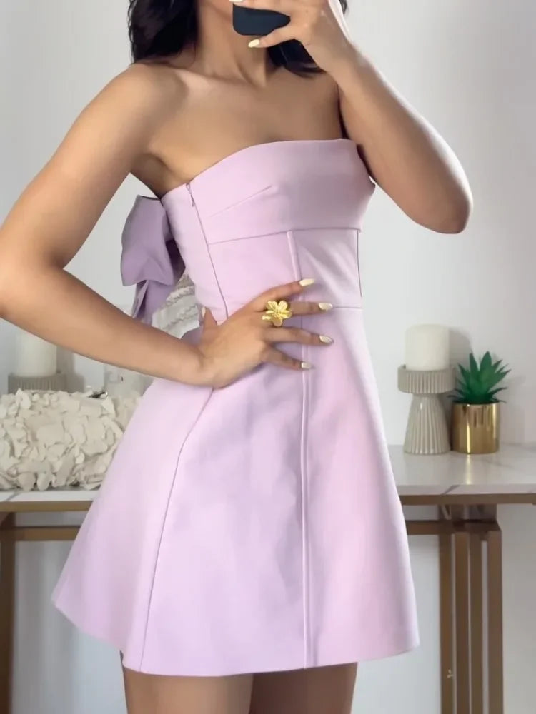 Pink Off-Shoulder Mini Tube Dress for Casual Parties - Image 5
