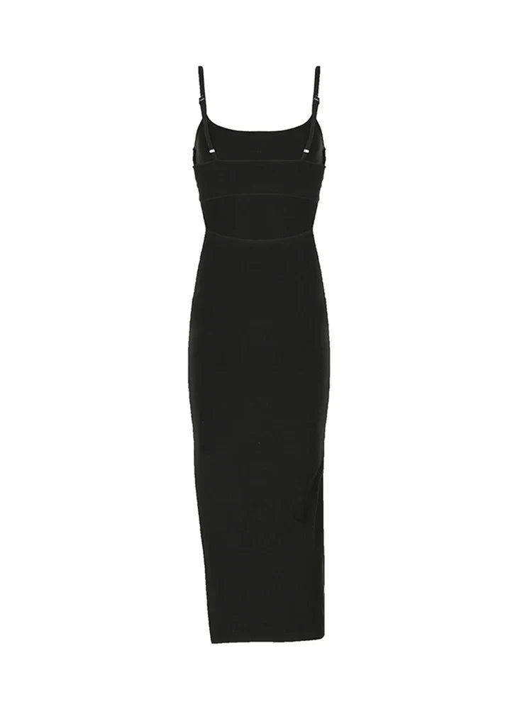 Elegant Backless Split Maxi Dress with Adjustable Straps - Image 7