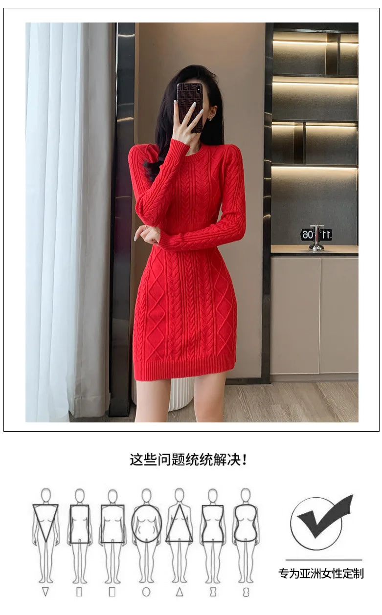 Soft Cozy Wool Knit Mini Dress for Autumn/Winter - Image 11