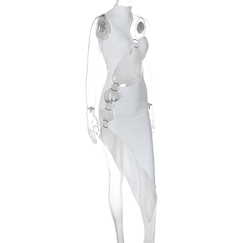 Sexy Hollow Out Nightclub Dress - Sleeveless Split Design - Image 15