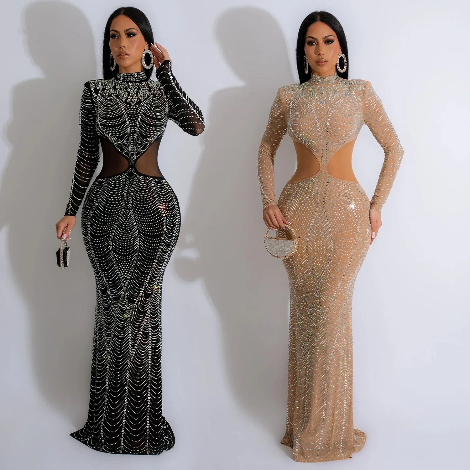 Elegant Long Sleeve Black Mesh Dress for Women - Image 14