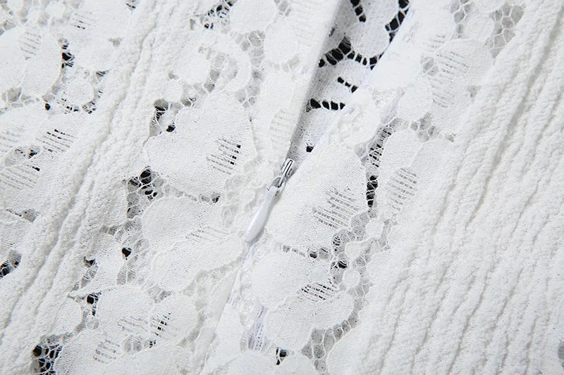 Elegant White Floral Lace Off-Shoulder Maxi Dress for Women - Image 14