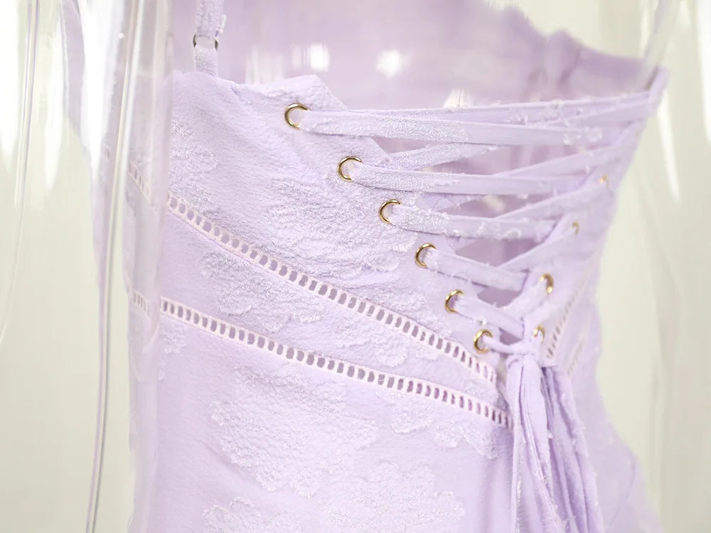 Elegant Purple Spaghetti Strap Maxi Dress for Weddings and Parties - Image 19