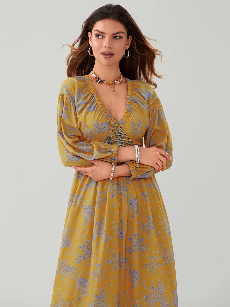 Bohemian Floral Print Flowy Beach Dress for Women - Image 88