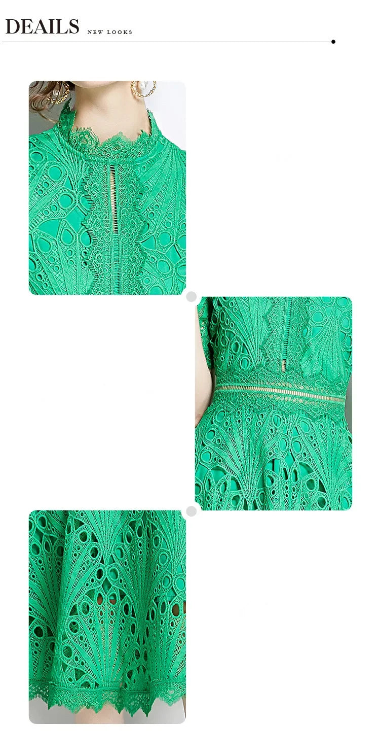 Elegant Vintage Lace Short Sleeve Summer Dress for Women - Image 41