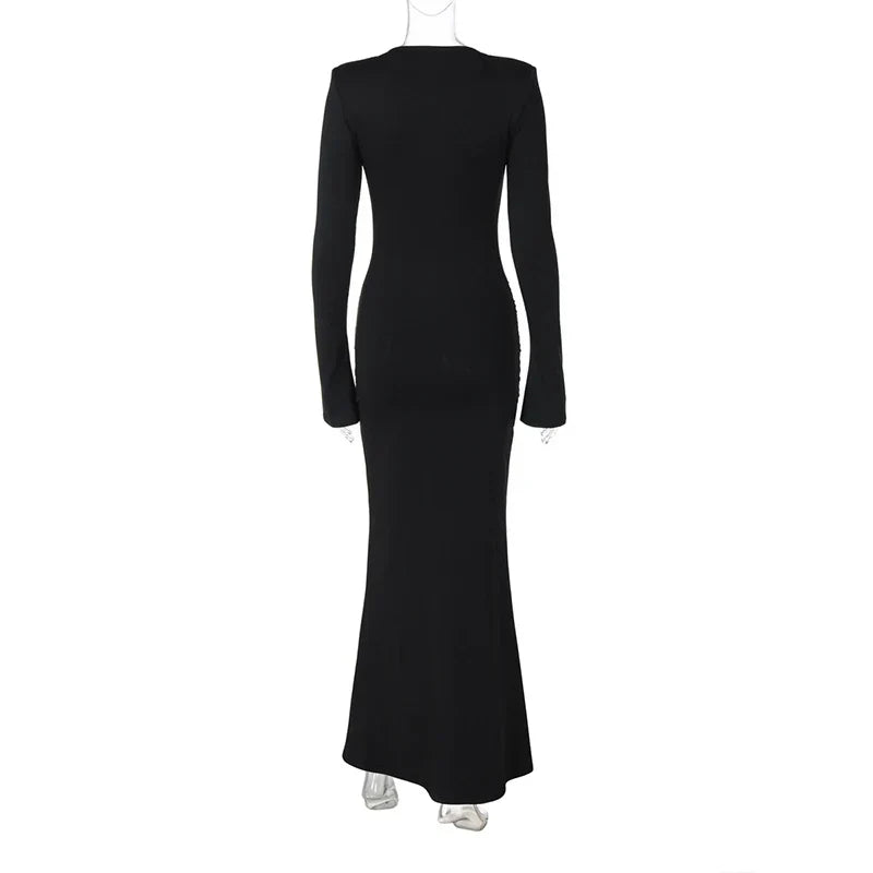 Elegant High Waist Long Sleeve Bodycon Dress for Women - Image 22