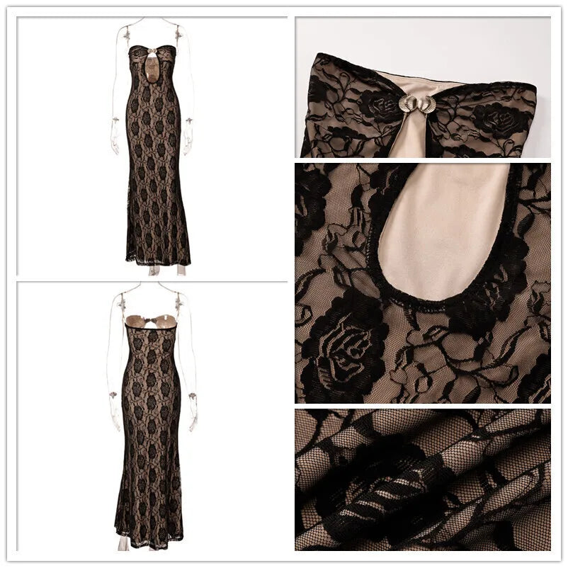 Hollow Out Backless Lace Party Dress for Women - Image 7