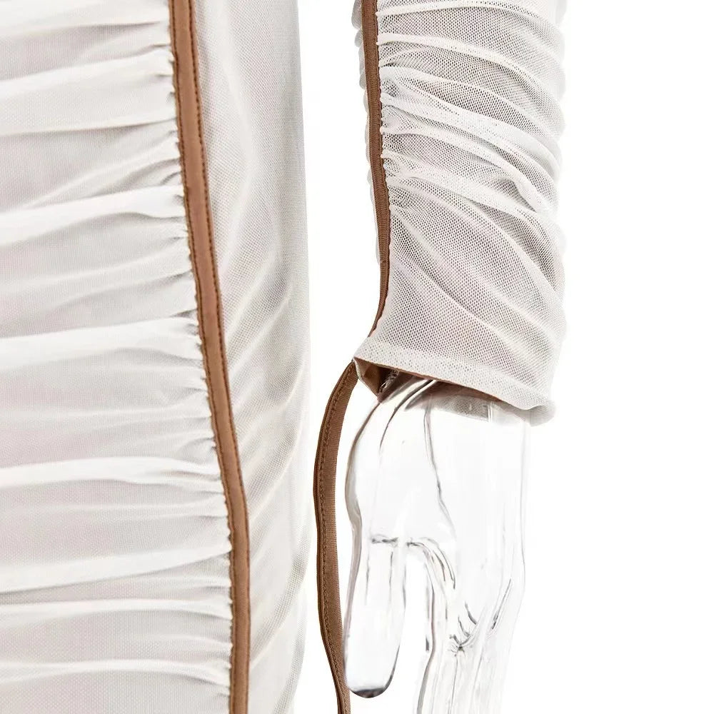 Elegant One-Shoulder Mesh Bodycon Dress for Evening Parties - Image 11