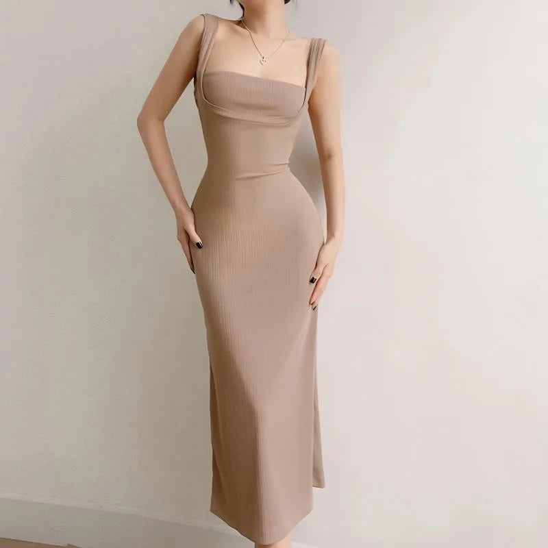 Elegant Backless Square Collar A-Line Party Dress for Women