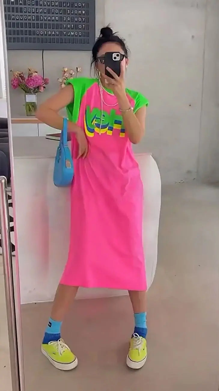 Summer Sleeveless Patchwork Loose Dress for Women - Image 12