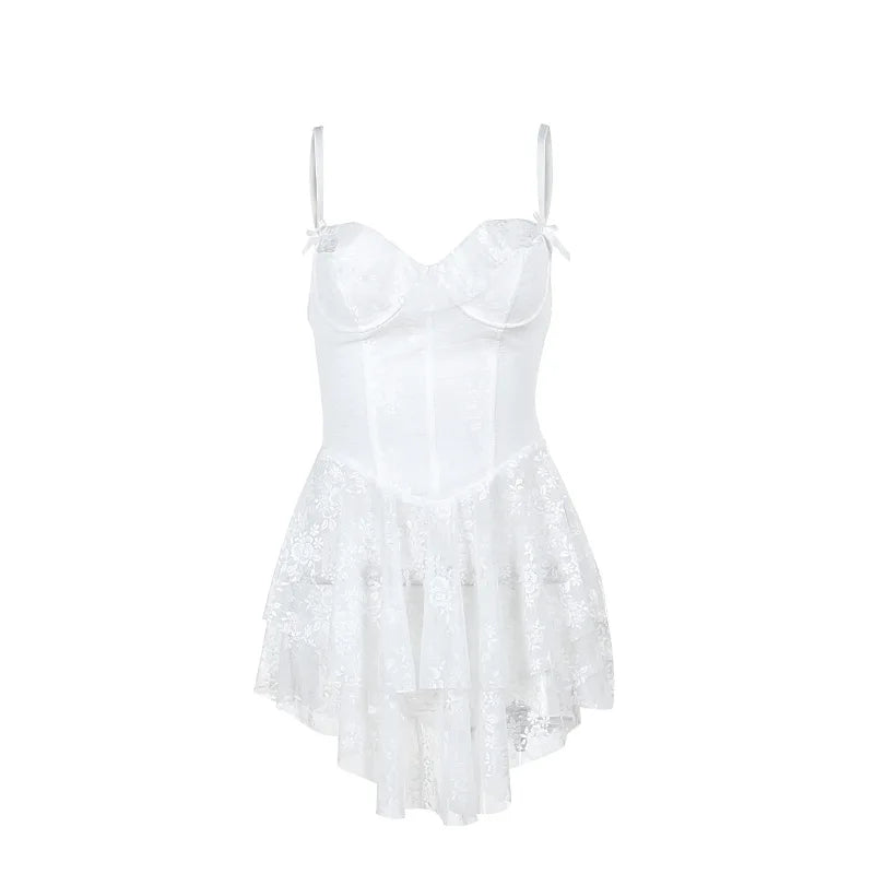 Seductive Ruffled Lace Suspender Dress for Women - Image 9