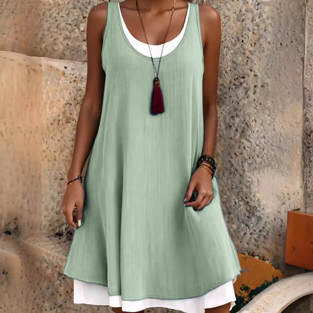 Summer Sleeveless Printed Two-Piece Style Casual Dress - Image 18