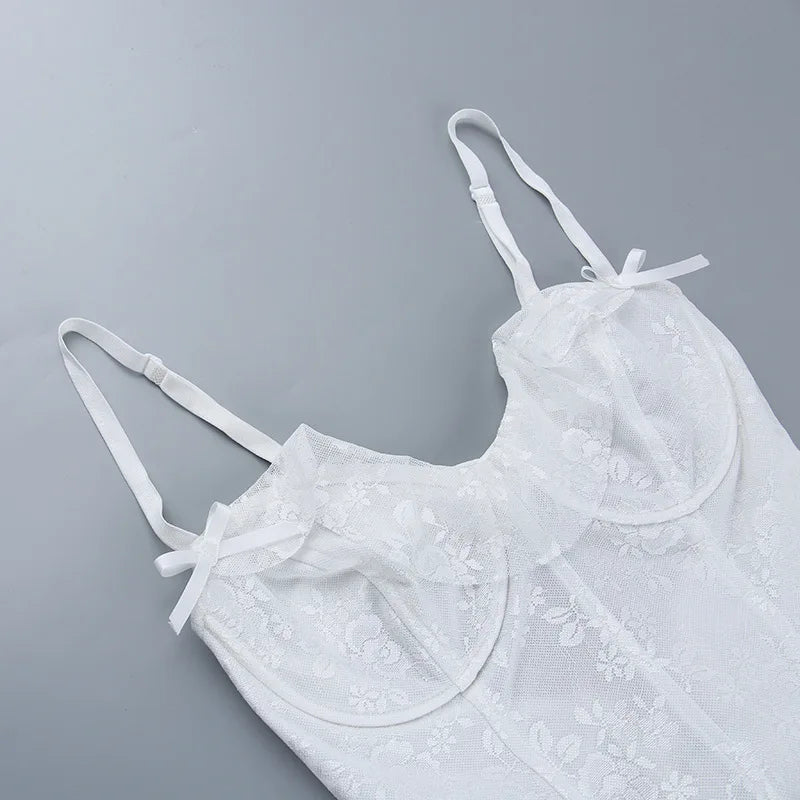 Seductive Ruffled Lace Suspender Dress for Women - Image 15