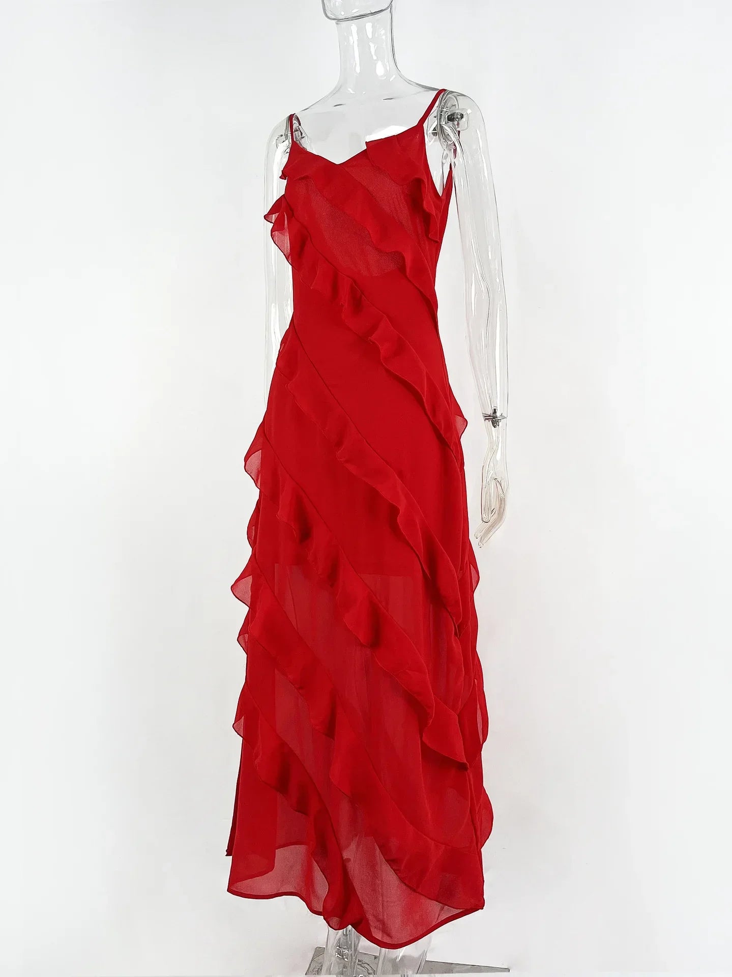 Elegant Women's Ruffle Chiffon Maxi Dress for Summer Events - Image 12