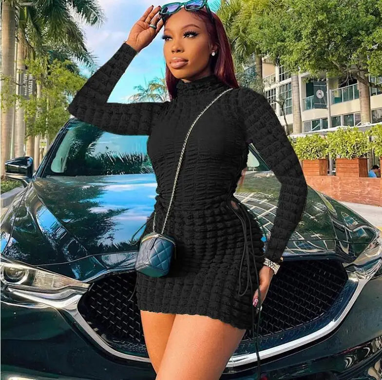 Chic Hollow-Side Slim Fit Long Sleeve Dress for Women - Image 17