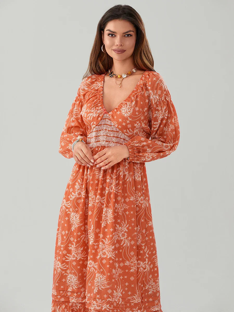 Bohemian Floral Print Flowy Beach Dress for Women - Image 48