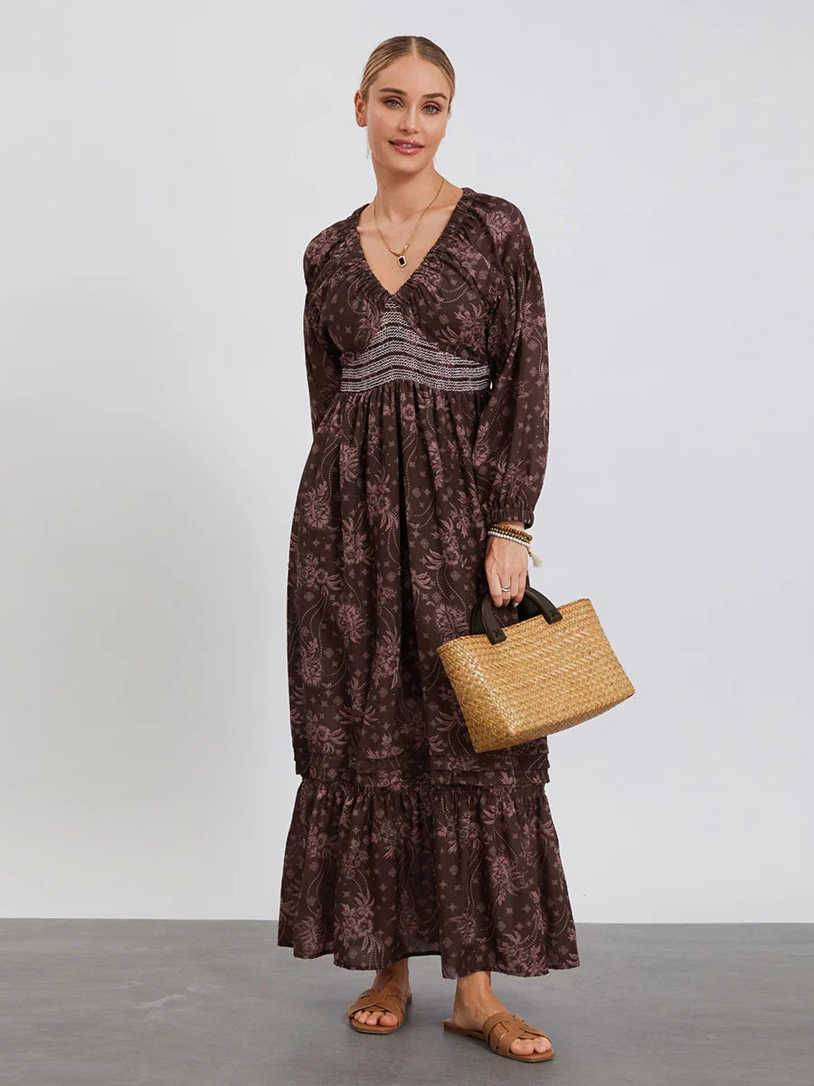 Bohemian Floral Print Flowy Beach Dress for Women - Image 100