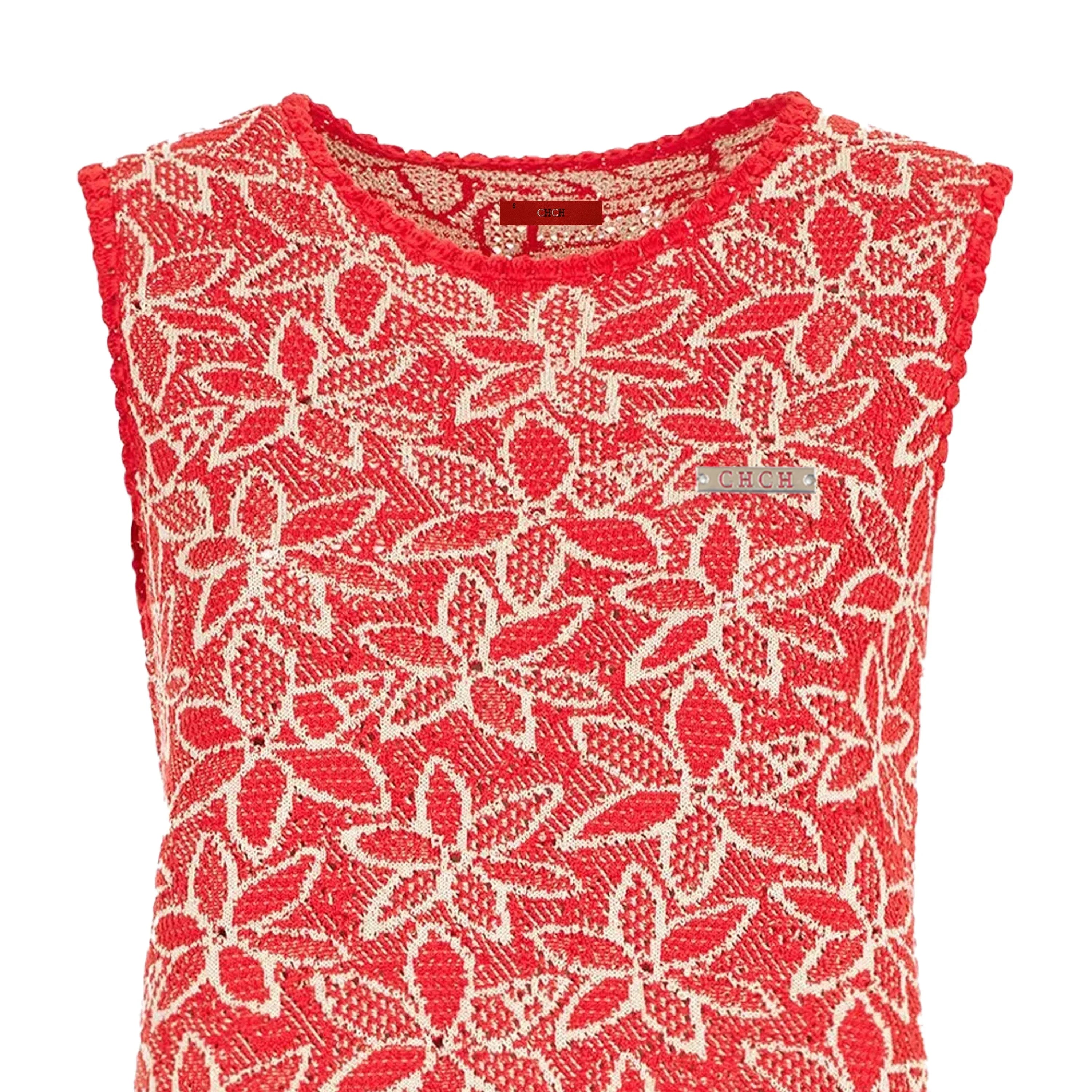 Floral Sleeved Knit Dress with Pockets for Office Use - Image 5