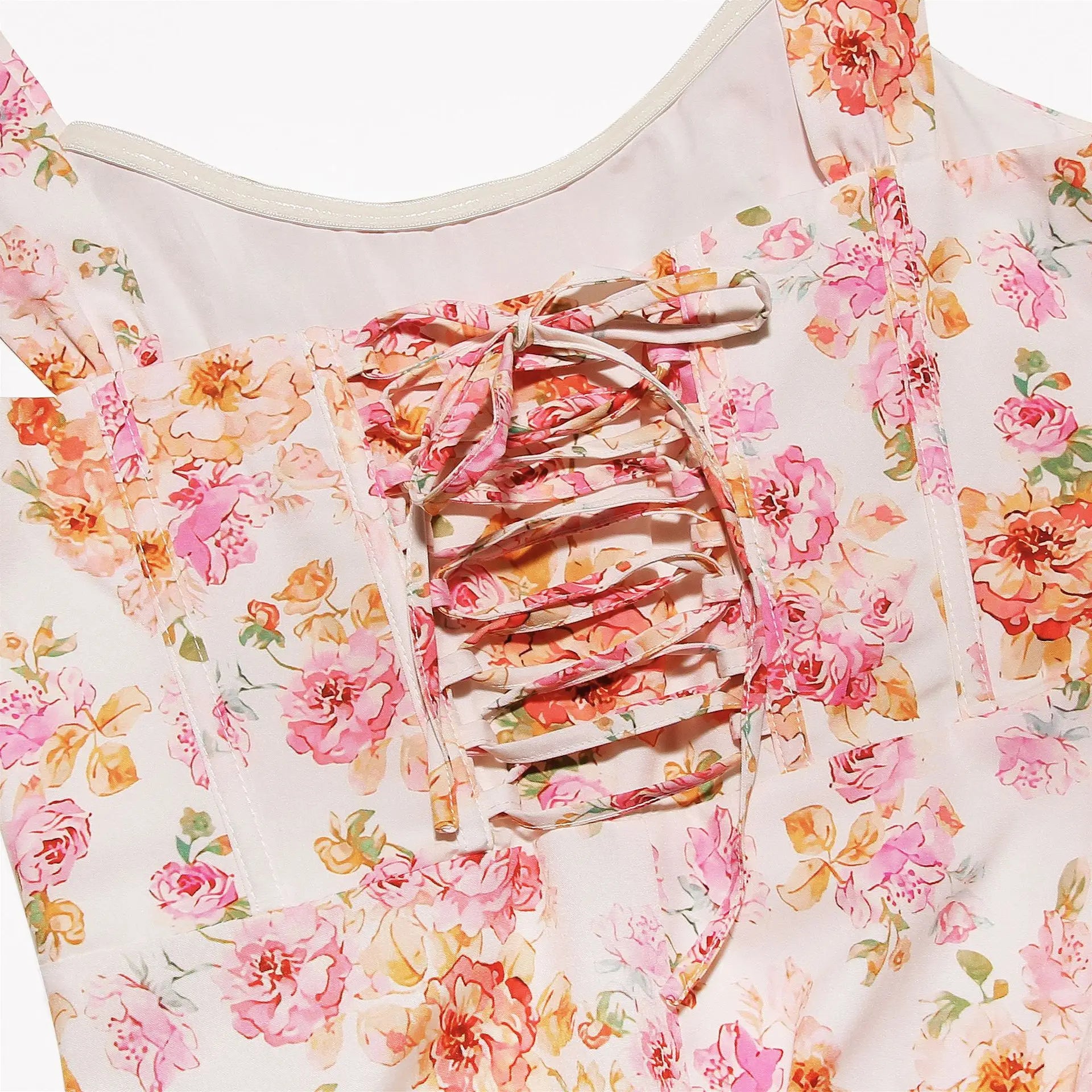 Elegant Green Lace-Up Floral Print Summer Dress for Women - Image 43